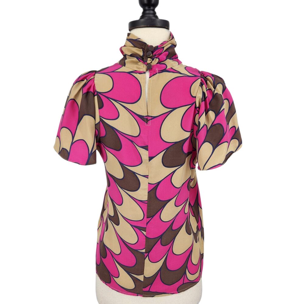 Corey Lynn Calter Silk Mod Print Top Mock Neck - Picture 4 of 7